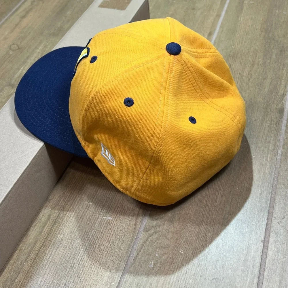 New Era 59FIFTY Montgomery Biscuits MiLB Fitted‎ Hat Yellow Navy Size 7 3/4